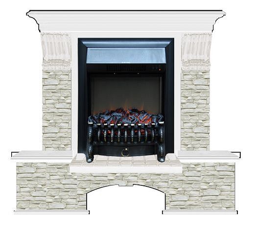Комплект из электрокамина напольного и портала (122x40х108.5 см) Бостон К ГО Fobos BL БК000057