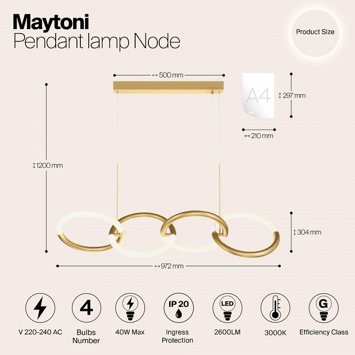 Подвесной светильник Maytoni Узел MOD165PL-L40G3K