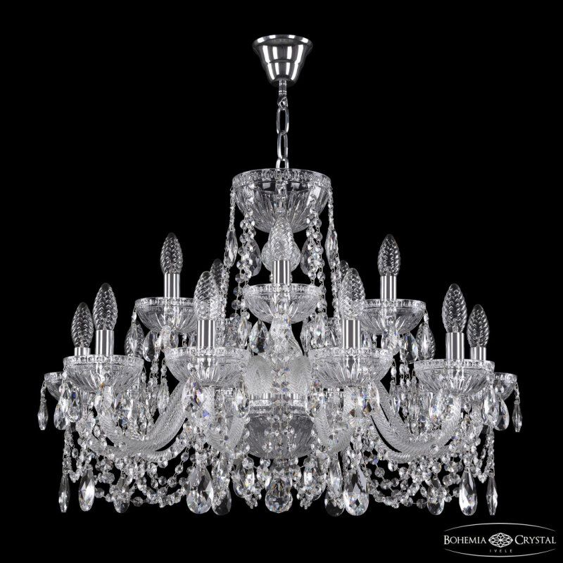 Подвесная люстра Bohemia Ivele Crystal 5402 5402/10+5/240 Ni Clear/M-1G