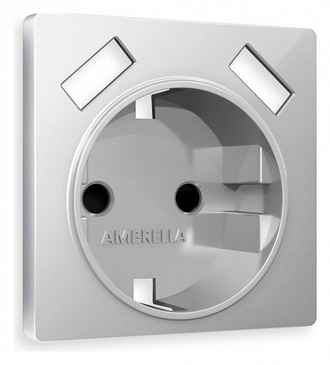 Накладка для розетки с заземлением и со шторками и 2хUSB type A Ambrella Volt ALFA AP4090