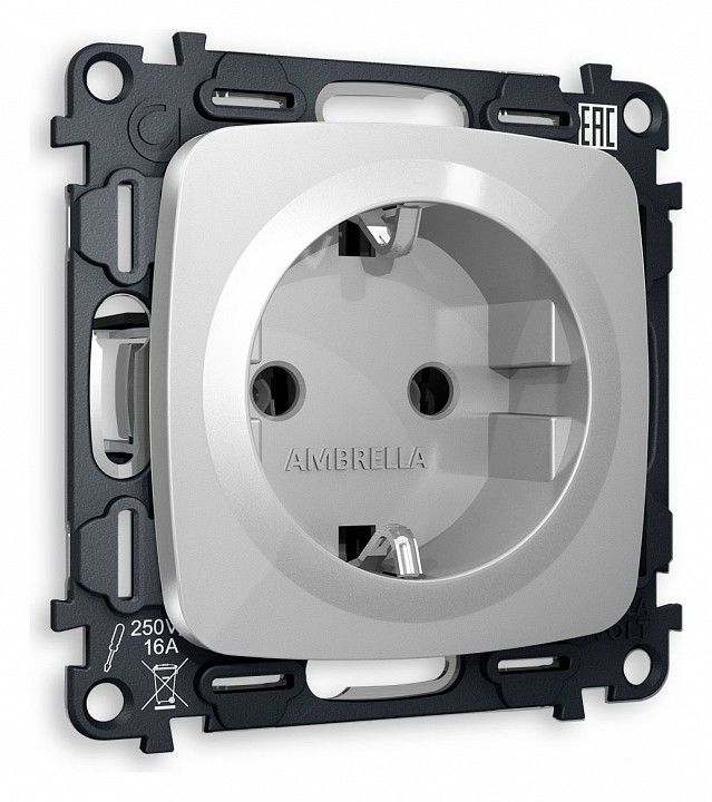 Розетка с заземлением, без рамки Ambrella Volt OMEGA MO406010