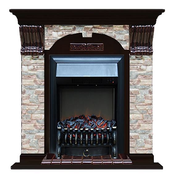 Комплект из электрокамина напольного и портала (106.5x36.5x98 см) Арочный ГЦ Fobos BL АР000061