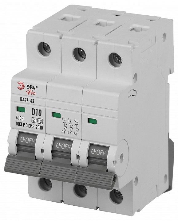 Автоматический выключатель 3P Эра ВА47-63 VA63-3P10D4.5