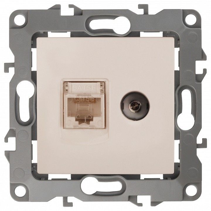 ТВ-розетка и розетка Ethernet RJ-45 без рамки Эра Эра 12 12-3110-02