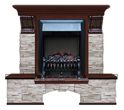 Комплект из электрокамина напольного и портала (122x40х108.5 см) Бостон К Мисхор Fobos BL БК000109