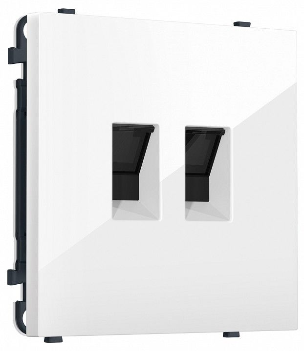 Розетка двойная Ethernet RJ-45 и со шторками, без рамки Ambrella Volt MS MS112110