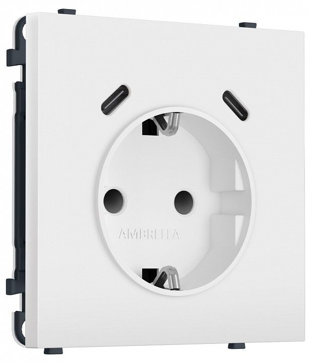 Розетка с заземлением и со шторкой и 2хUSB C, без рамки Ambrella Volt MS MS830510
