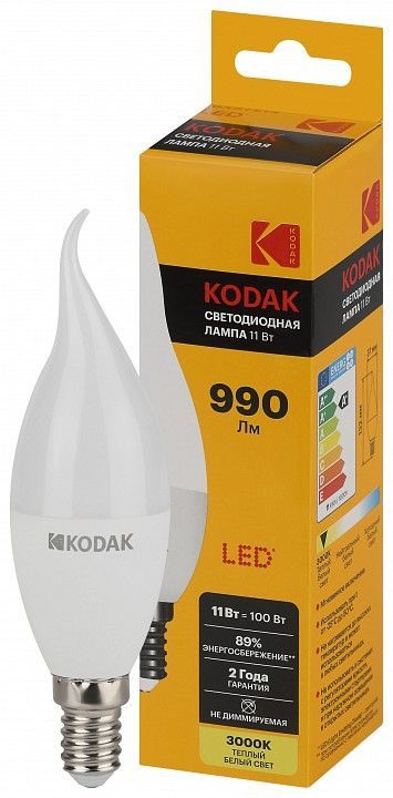 Лампа светодиодная Kodak  E14 11Вт 3000K LED KODAK BXS-11W-830-E14 K
