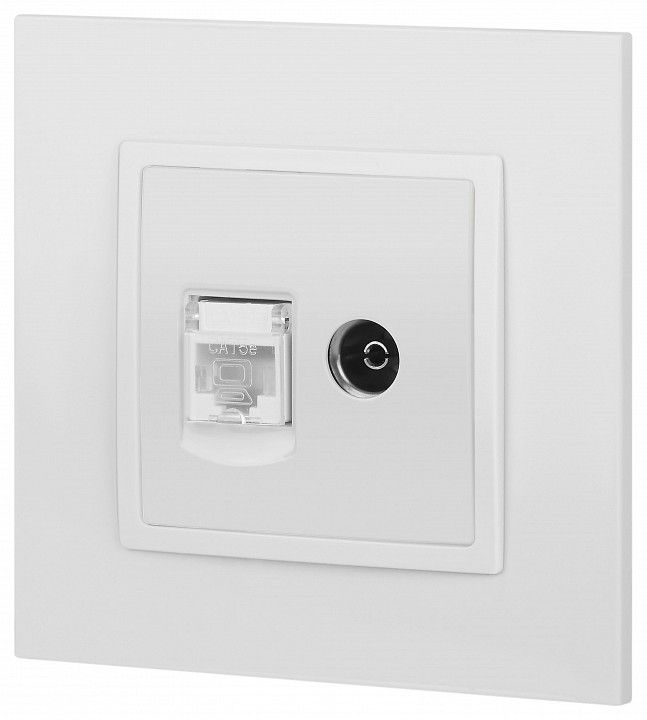 ТВ-розетка и розетка Ethernet RJ-45 без рамки Эра Эра Elegance 14-3110-01