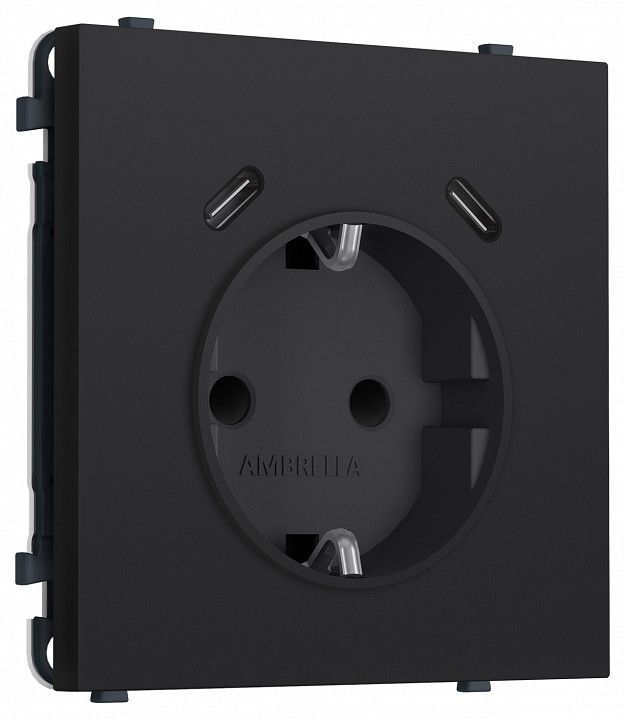 Розетка с заземлением и со шторкой и 2хUSB C, без рамки Ambrella Volt MS MS990510