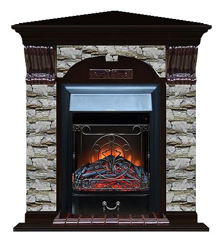 Комплект из электрокамина напольного и портала (106.5x81x98 см) Арочный Алтай угл. Majestic BL АРУ00003