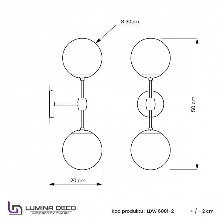 Бра LUMINA DECO ZODIAK LDW 6001-2 BK+WT