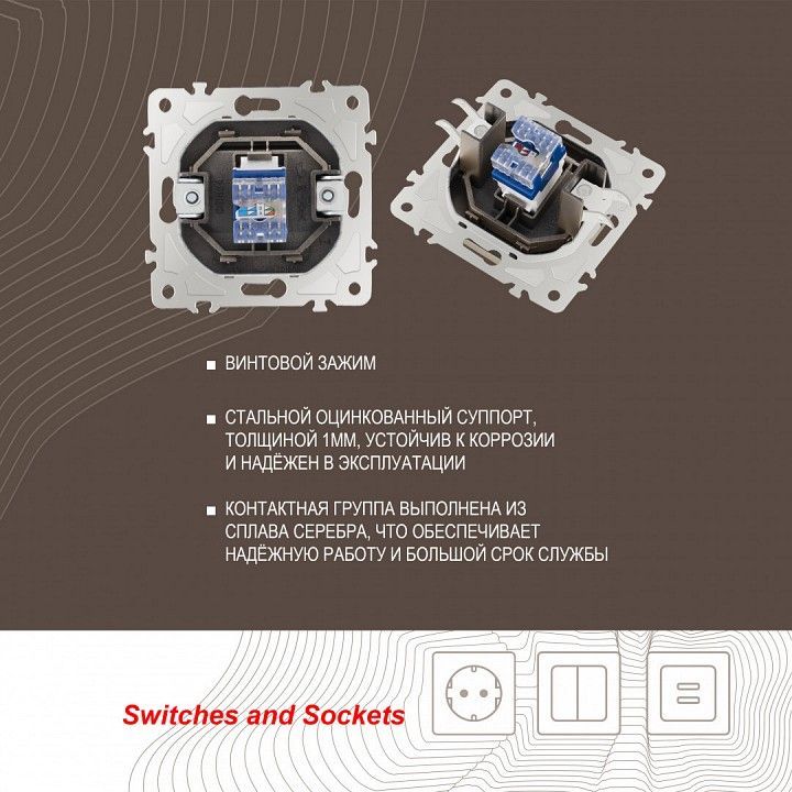 Розетка Ethernet RJ-45 без рамки Arte Milano am-205 205.45-1.shampan