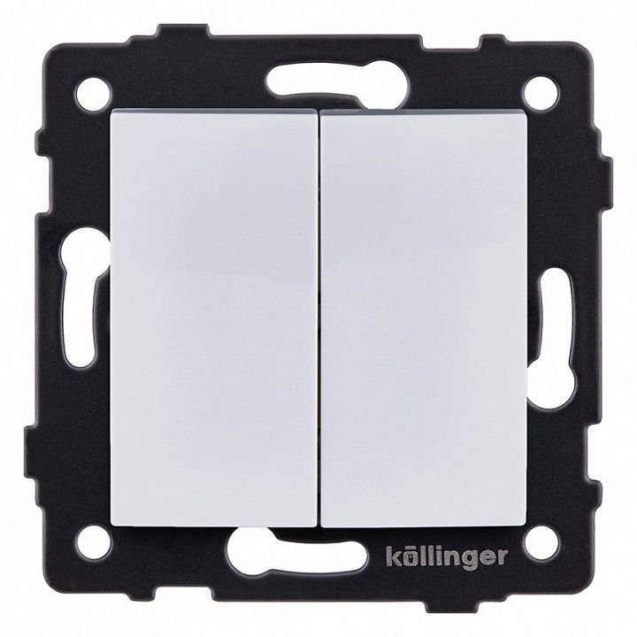Выключатель проходной двухклавишный без рамки Kollinger  REA-R-009WH