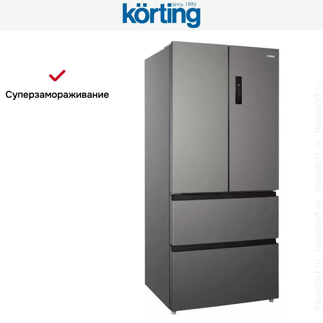 Четырехдверный холодильник Korting KNFF 82535 X