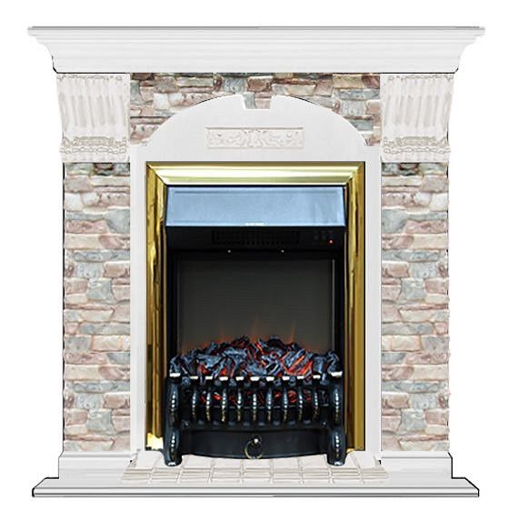 Комплект из электрокамина напольного и портала (106.5x36.5x98 см) Арочный ГЦ Fobos BR АР000078