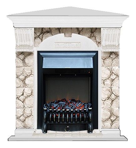 Комплект из электрокамина напольного и портала (106.5x81x98 см) Арочный Карелия угл. Fobos BL АРУ00097