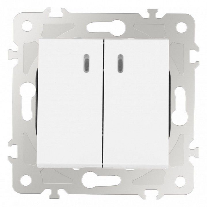 Выключатель двухклавишный с подсветкой без рамки Arte Milano 203 203.31-2.white