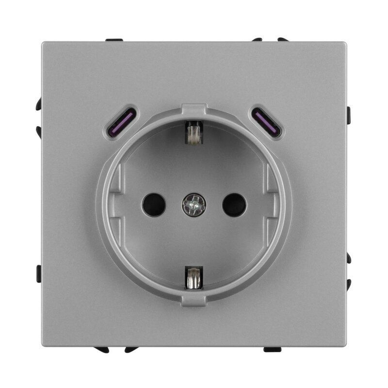 Розетка с заземлением и со шторкой и 2хUSB C, без рамки Arlight NOBE 061817(1)
