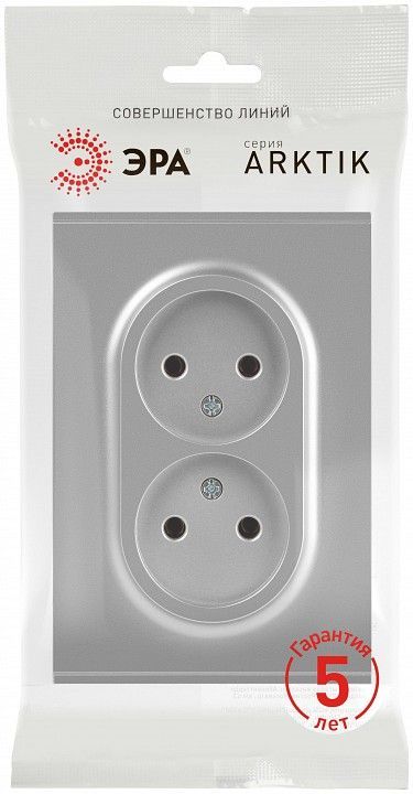 Розетка двойная без заземления, без рамки Эра Arktik Б0071683