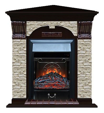 Комплект из электрокамина напольного и портала (106.5x81x98 см) Арочный ГО угл. Majestic BL АРУ00043