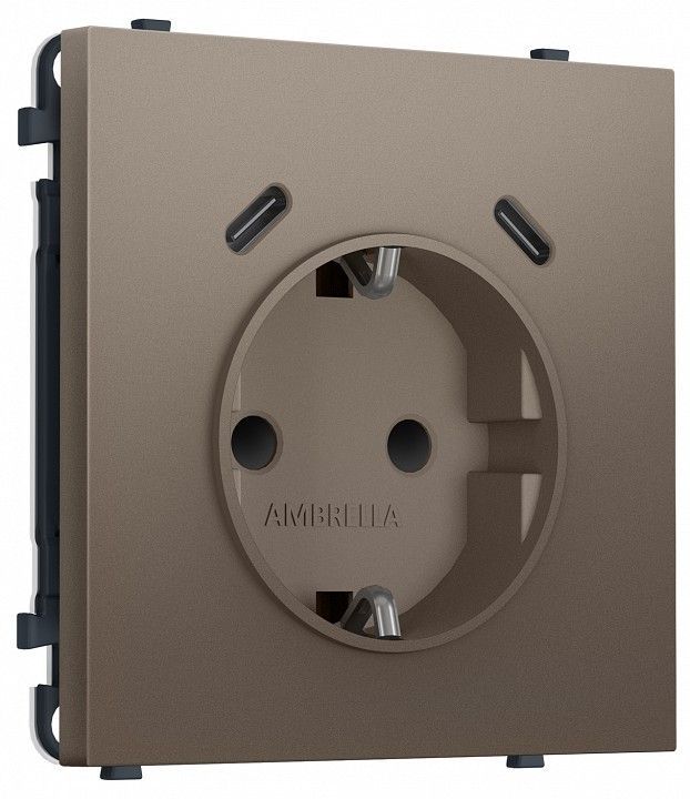 Розетка с заземлением и со шторкой и 2хUSB C, без рамки Ambrella Volt MS MS640510