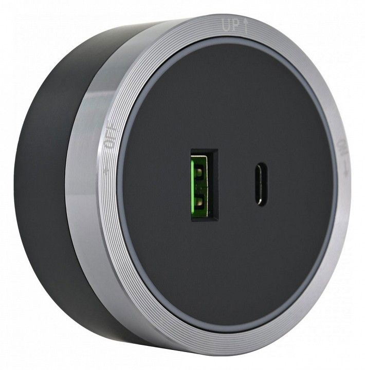 Розетка USB и type C на треке Arte Milano Am-track-sockets 380066TS LED/USB-Type-C Grey