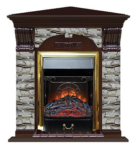 Комплект из электрокамина напольного и портала (106.5x81x98 см) Арочный Алтай угл. Majestic BR АРУ00008
