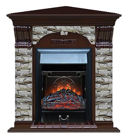 Комплект из электрокамина напольного и портала (106.5x81x98 см) Арочный Алтай угл. Majestic BL АРУ00007