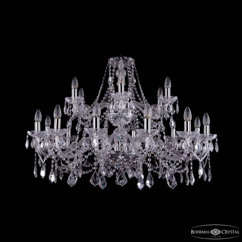 Подвесная люстра Bohemia Ivele Crystal 1413 1413/12+6/360/2d Ni Leafs