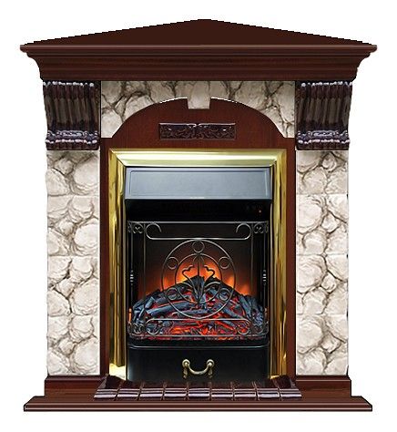 Комплект из электрокамина напольного и портала (106.5x81x98 см) Арочный Карелия угл. Majestic BR АРУ00092
