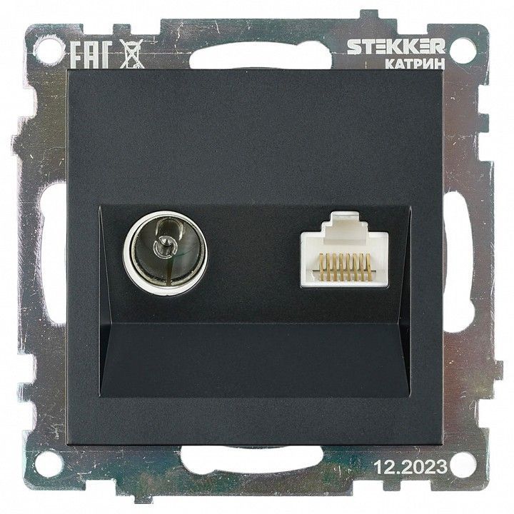 ТВ-розетка и розетка Ethernet RJ-45 без рамки Stekker Катрин 49182