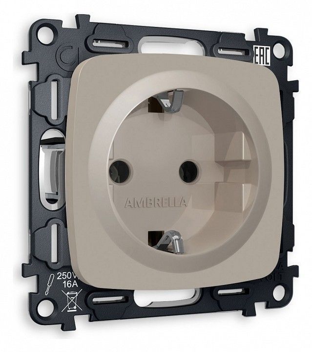 Розетка с заземлением, без рамки Ambrella Volt OMEGA MO366010