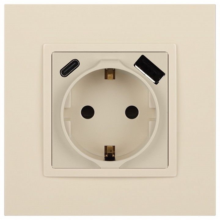 Розетка с заземлением и со шторкой и 2хUSB, без рамки Эра Эра Elegance 14-4108-02