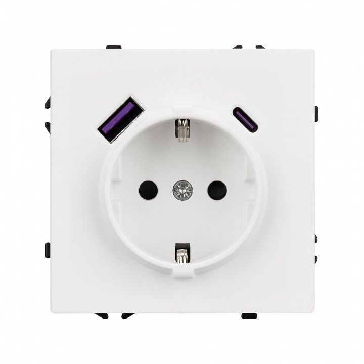 Розетка с заземлением и со шторкой и 2хUSB type A и C, без рамки Arlight NOBE 054284(1)
