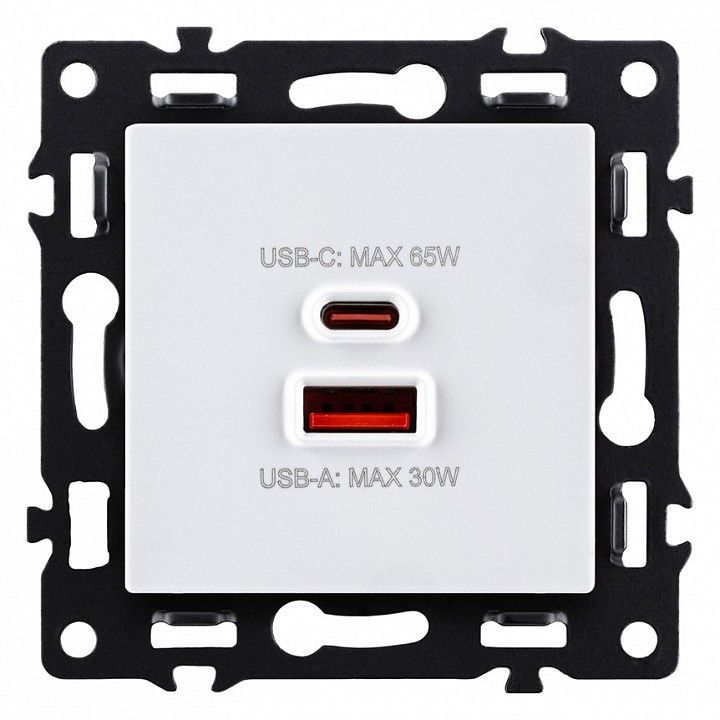 Розетка 2хUSB type A и C без рамки Kollinger Asthetik AS-024WH