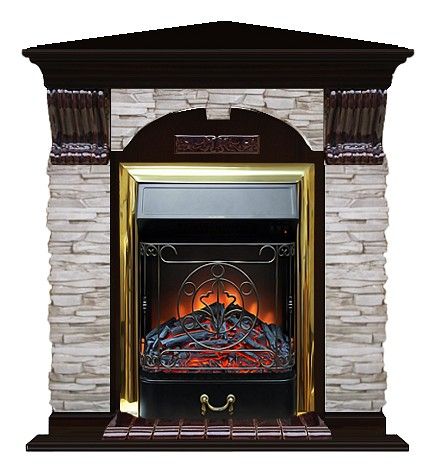 Комплект из электрокамина напольного и портала (106.5x81x98 см) Арочный Мисхор угл. Majestic BR АРУ00104