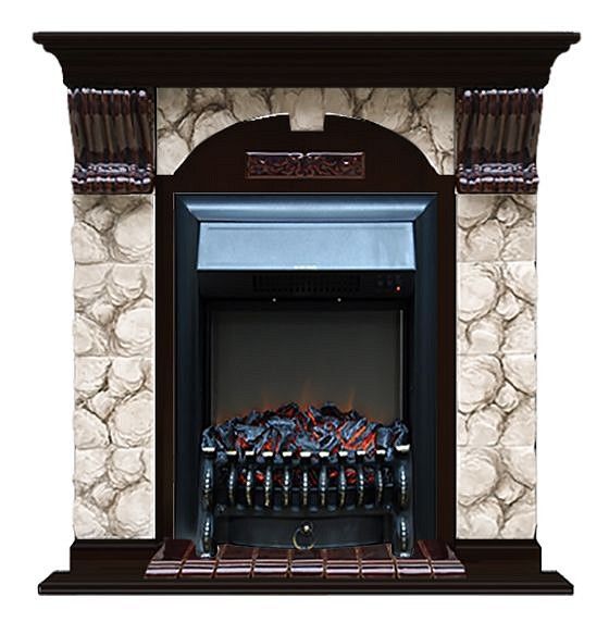 Комплект из электрокамина напольного и портала (106.5x36.5x98 см) Арочный Карелия Fobos BL АР000081