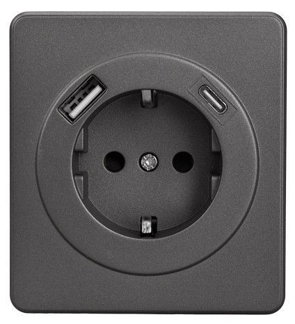 Розетка с заземлением и со шторкой и 2хUSB, без рамки Kranz ROUND KR-78-0704-2