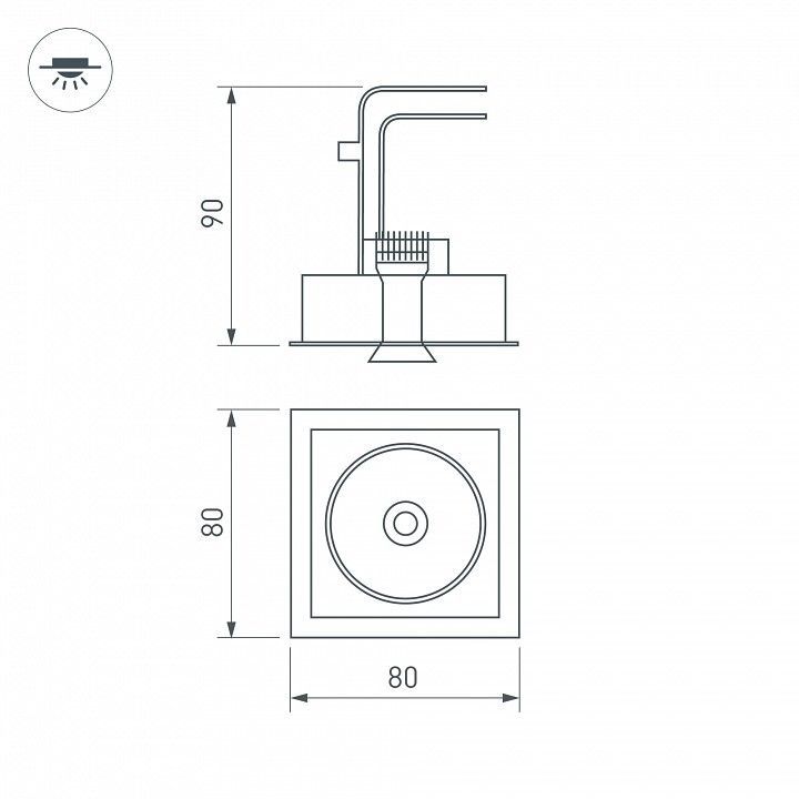Встраиваемый светильник Arlight CL-SIMPLE-S80x80-9W Warm3000 (WH, 45 deg) 026874