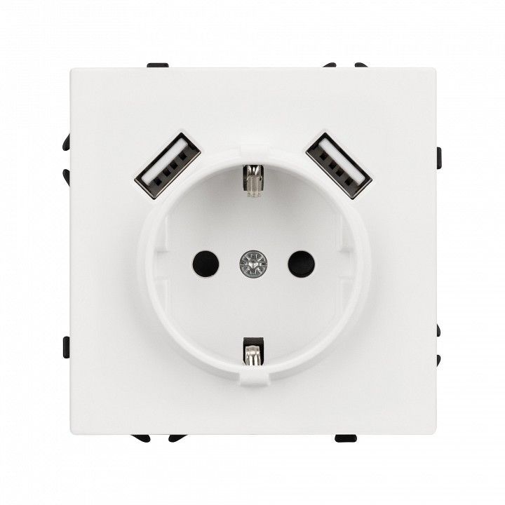 Розетка с заземлением и со шторкой и 2хUSB type A, без рамки Arlight NOBE 054288(1)