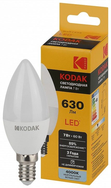Лампа светодиодная Kodak  E14 7Вт 4000K LED KODAK B35-7W-840-E14 K