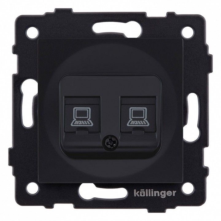 Розетка двойная Ethernet RJ-45 и со шторками, без рамки Kollinger  REA-019BM
