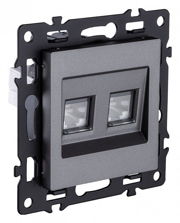 Розетка двойная Ethernet RJ-45 и со шторками, без рамки Kollinger Asthetik AS-018GY