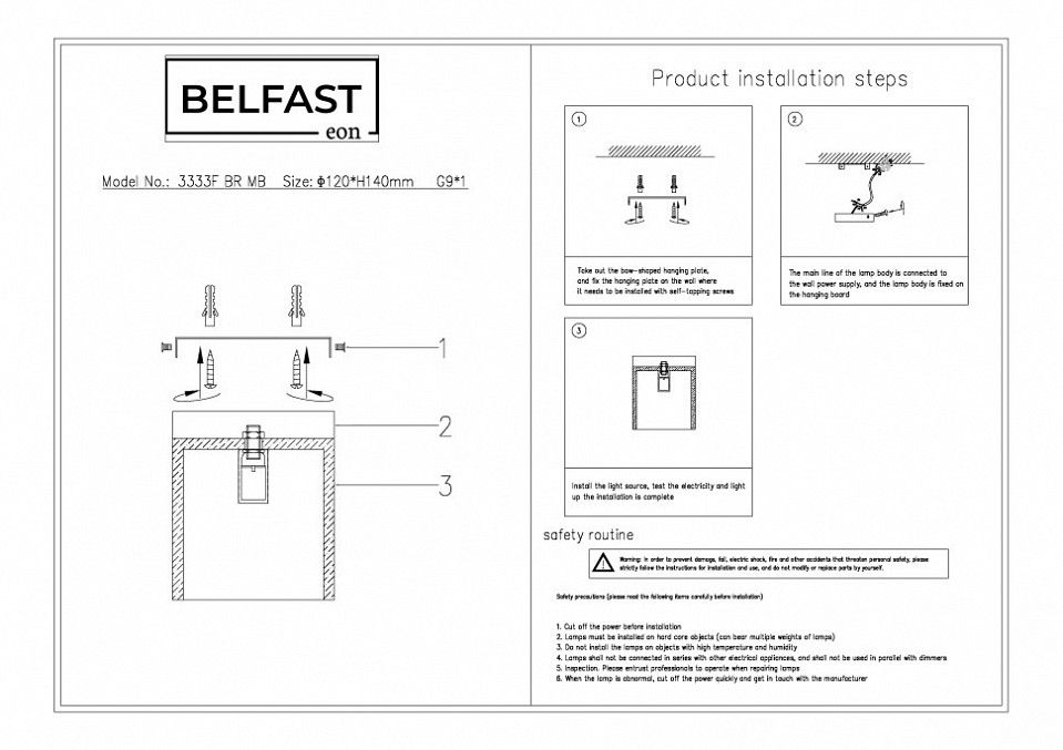 Накладной светильник Belfast Ravenhill 3333F BR MB