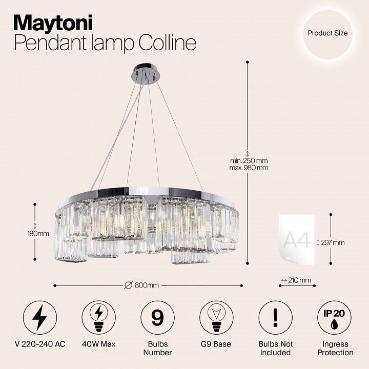 Подвесной светильник Maytoni Холмы MOD083PL-09CH