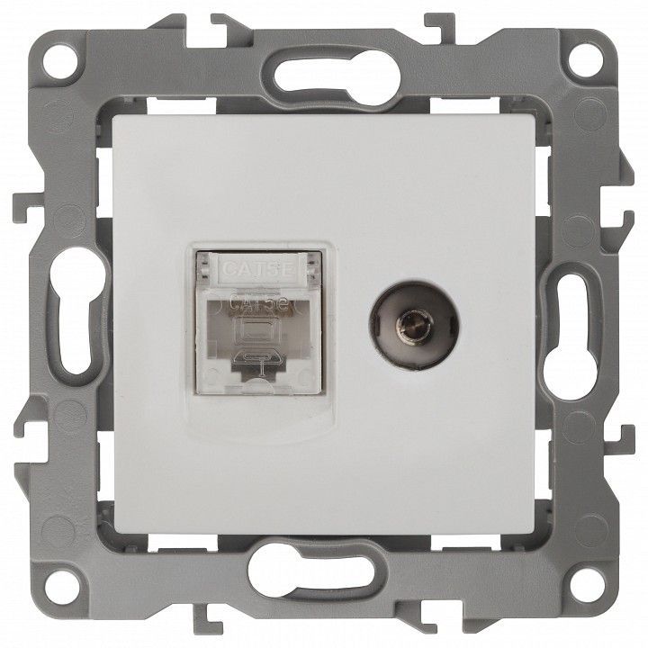 ТВ-розетка и розетка Ethernet RJ-45 без рамки Эра Эра 12 12-3110-01