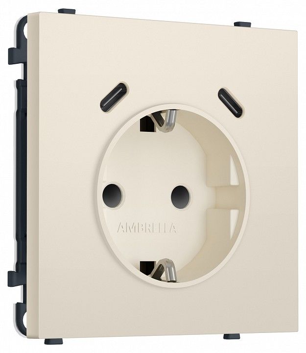 Розетка с заземлением и со шторкой и 2хUSB C, без рамки Ambrella Volt MS MS330510