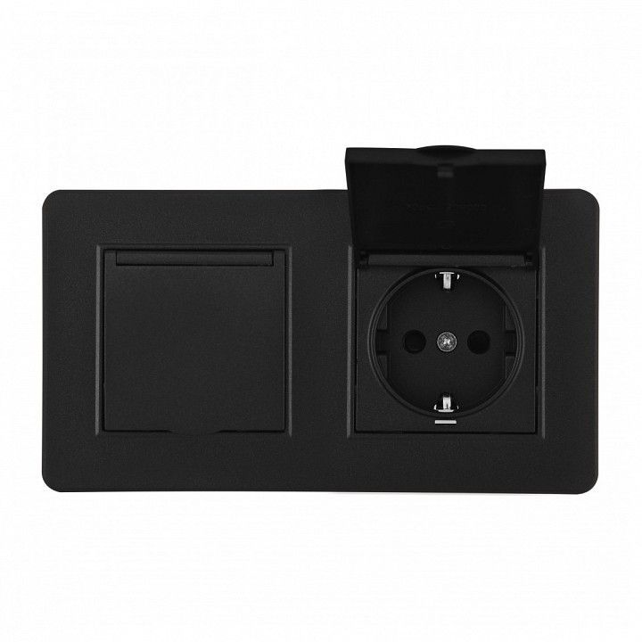Розетка с заземлением и шторкой, с крышкой Arte Milano SET16-2 SET16-2-41-1x2 black