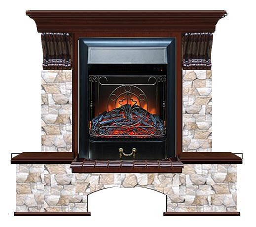Комплект из электрокамина напольного и портала (122x40х108.5 см) Бостон К Арбат Majestic BL БК000031